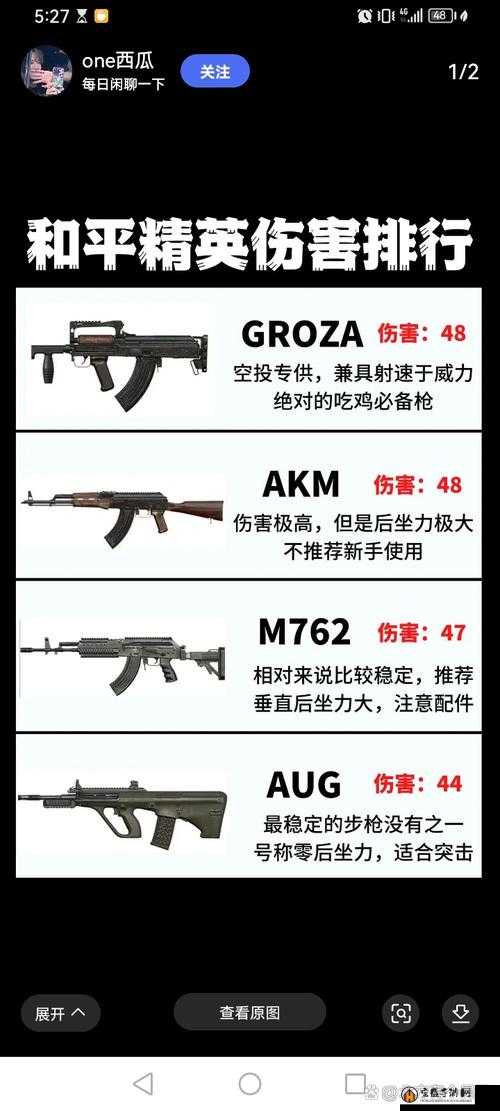 光荣使命游戏枪械深度解析，Groza伤害属性与实战图鉴